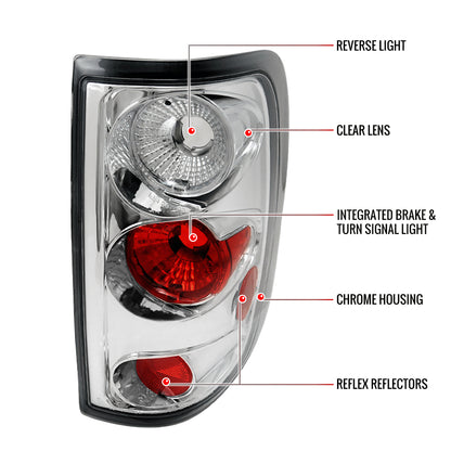 2004-2008 Ford F-150 Styleside Tail Lights (Chrome Housing/Clear Lens)