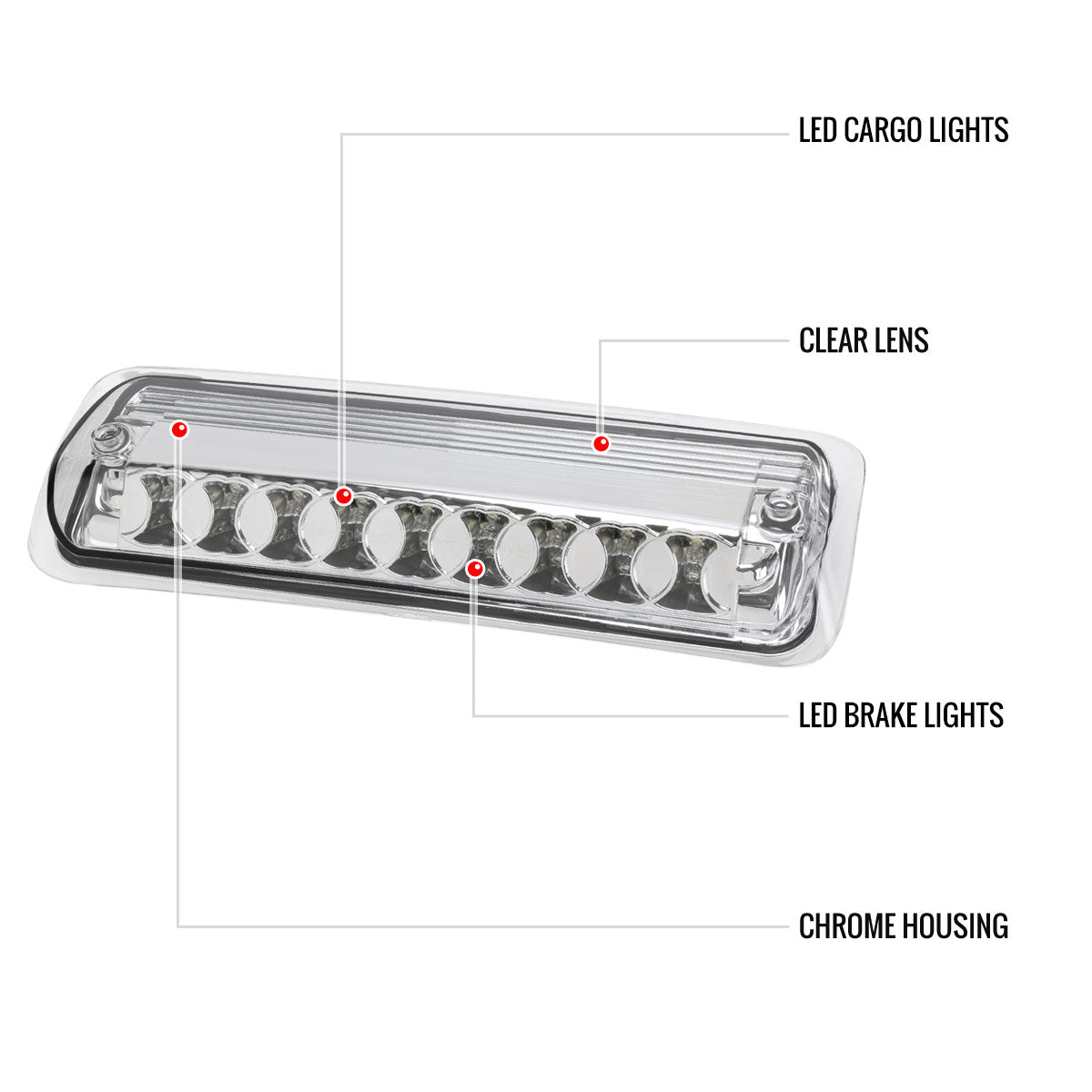 2004-2008 Ford F-150 LED 3rd Brake Light (Chrome Housing/Clear Lens)