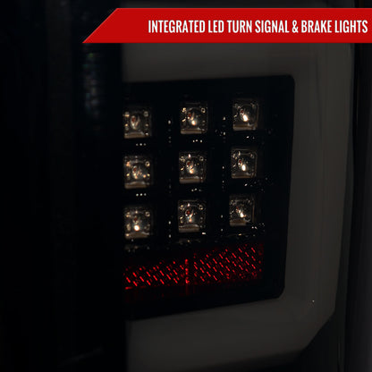 2009-2014 Ford F-150 White C-Bar LED Tail Lights (Glossy Black Housing/Smoked Lens)