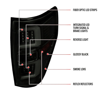 2009-2014 Ford F-150 White C-Bar LED Tail Lights (Glossy Black Housing/Smoked Lens)