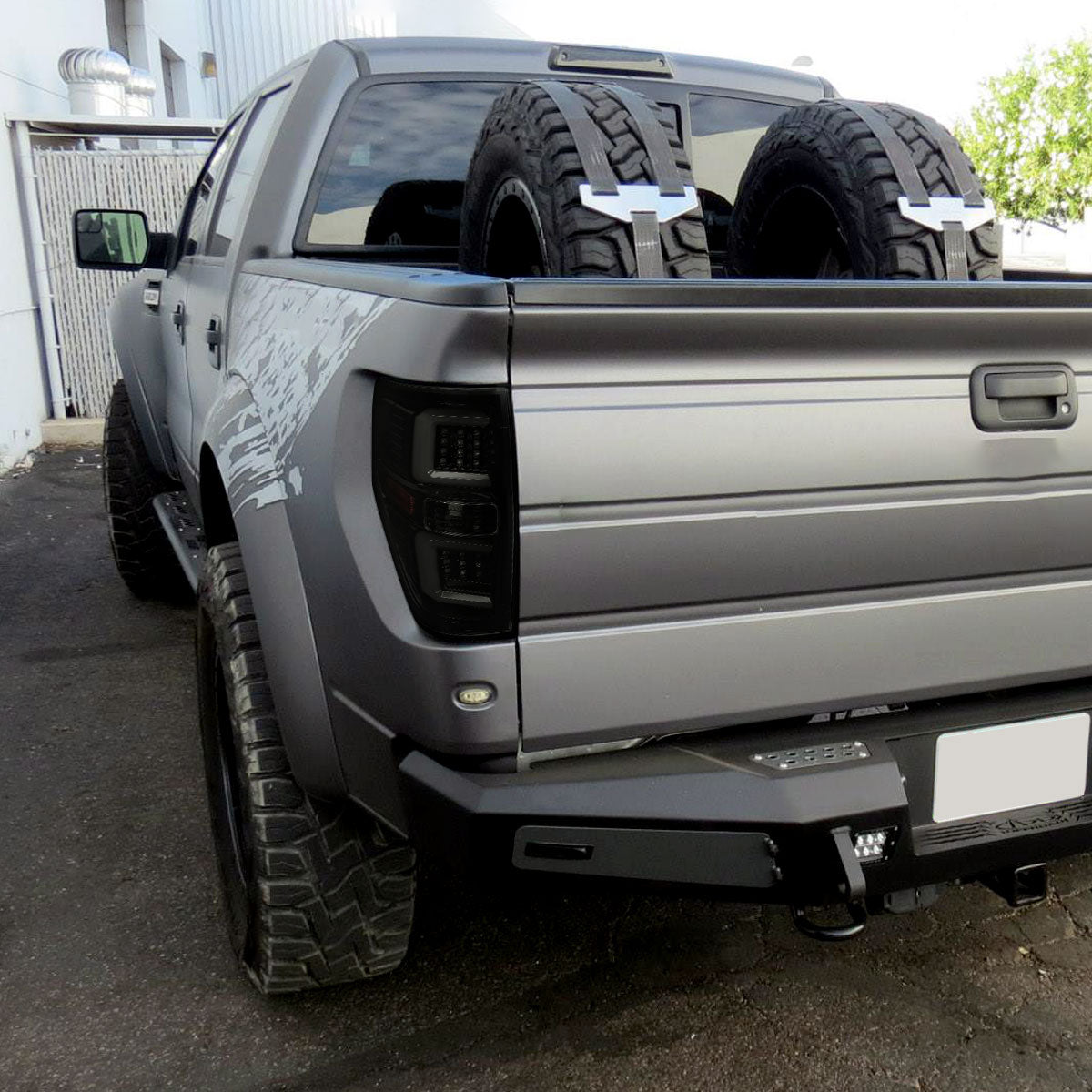 2009-2014 Ford F-150 White C-Bar LED Tail Lights (Glossy Black Housing/Smoked Lens)