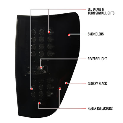 2009-2014 Ford F-150 LED Tail Lights (Glossy Black Housing/Smoked Lens)