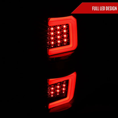 2009-2014 Ford F-150 Red C-Bar LED Tail Lights (Jet Black Housing/Clear Lens)