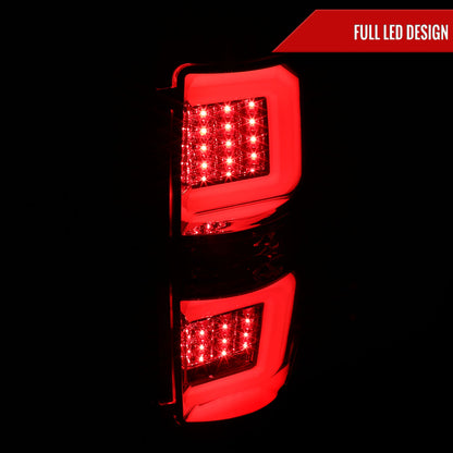 2009-2014 Ford F-150 Red C-Bar LED Tail Lights (Chrome Housing/Red Lens)