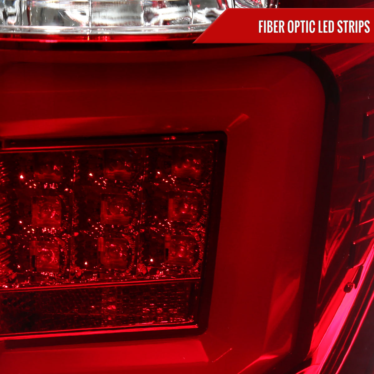 2009-2014 Ford F-150 Red C-Bar LED Tail Lights (Chrome Housing/Red Lens)