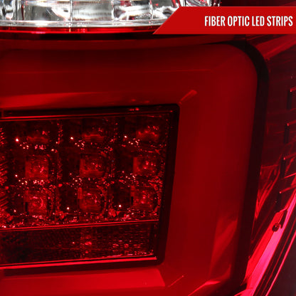 2009-2014 Ford F-150 Red C-Bar LED Tail Lights (Chrome Housing/Red Lens)