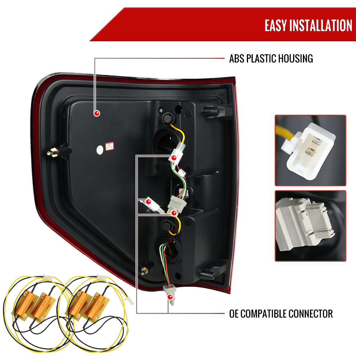2009-2014 Ford F-150 LED Tail Lights (Chrome Housing/Red Lens)