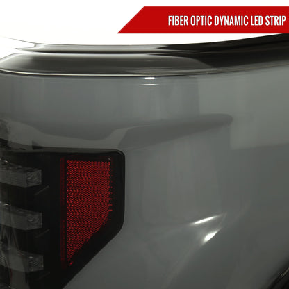 2015-2017 Ford F-150 Sequential Turn Signal Animated White LED Bar Tail Lights (Black Housing/Smoked Lens)