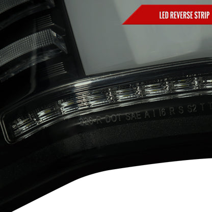 2015-2017 Ford F-150 Sequential Turn Signal Animated White LED Bar Tail Lights (Black Housing/Smoked Lens)