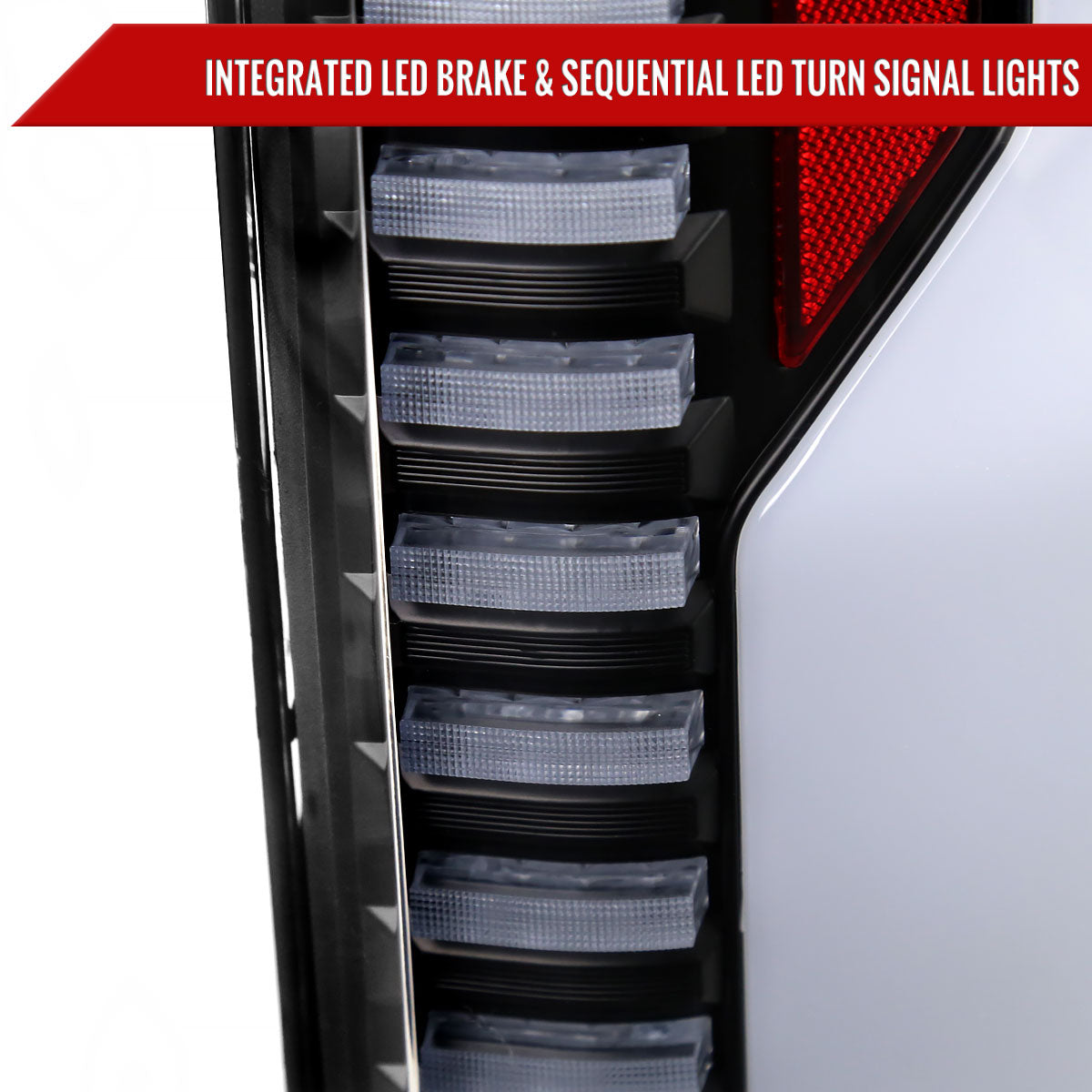 2015-2017 Ford F-150 Sequential Turn Signal Animated White LED Bar Tail Lights (Matte Black Housing/Clear Lens)