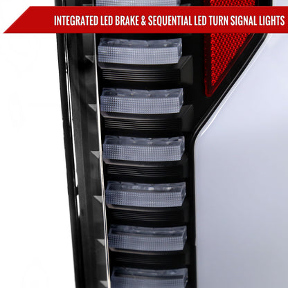 2015-2017 Ford F-150 Sequential Turn Signal Animated White LED Bar Tail Lights (Matte Black Housing/Clear Lens)