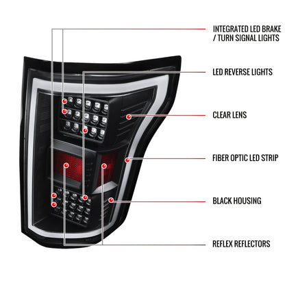 2015-2017 Ford F-150 V2 LED Tail Lights (Matte Black Housing/Clear Lens)
