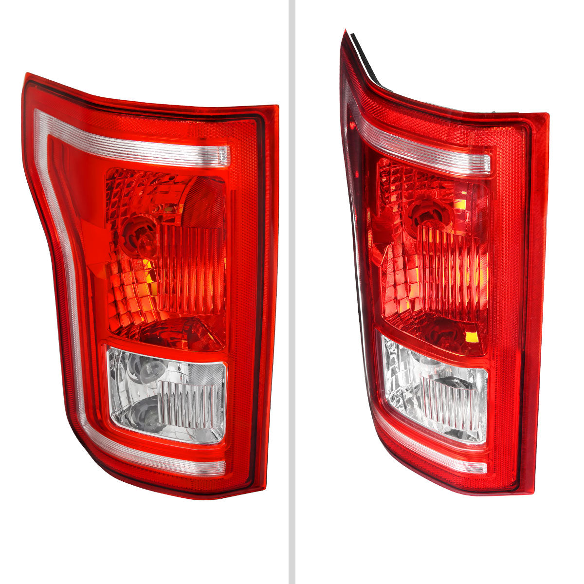 2015-2017 Ford F-150 Factory Style Driver/Left Replacement Tail Light Assembly (Chrome Housing/Red Clear Lens)