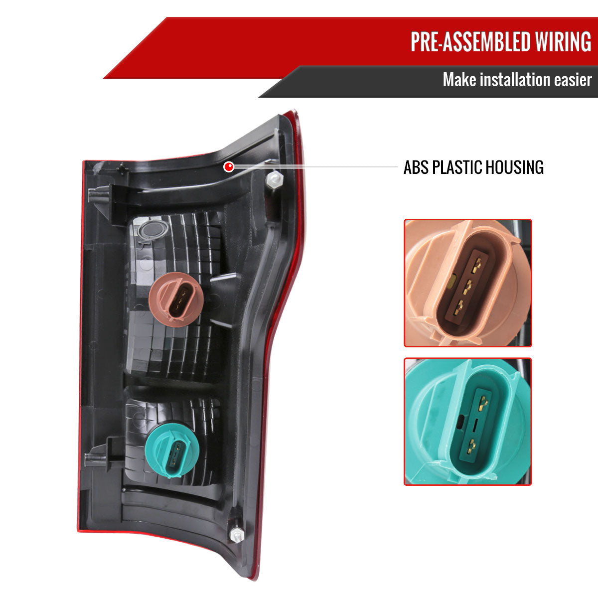 2015-2017 Ford F-150 Factory Style Driver/Left Replacement Tail Light Assembly (Chrome Housing/Red Clear Lens)