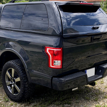 2015-2017 Ford F-150 Factory Style Driver/Left Replacement Tail Light Assembly (Chrome Housing/Red Clear Lens)