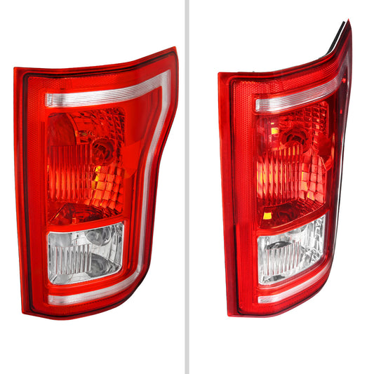 2015-2017 Ford F-150 Factory Style Replacement Tail Light Assembly (Chrome Housing/Red Clear Lens)