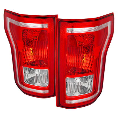 2015-2017 Ford F-150 Factory Style Replacement Tail Light Assembly (Chrome Housing/Red Clear Lens)