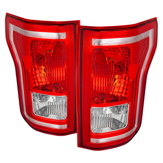 2015-2017 Ford F-150 Factory Style Replacement Tail Light Assembly (Chrome Housing/Red Clear Lens)
