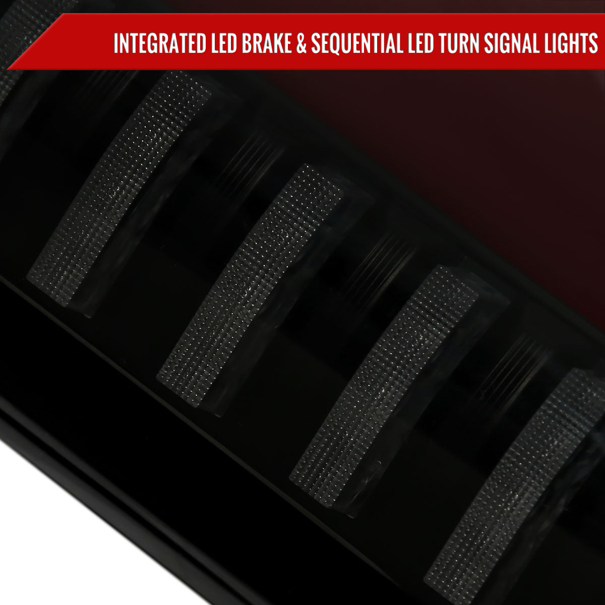 2015-2017 Ford F-150 Sequential Turn Signal Animated Red LED Bar Tail Lights (Black Housing/Smoked Lens)