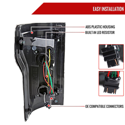 2015-2017 Ford F-150 Sequential Turn Signal Animated Red LED Bar Tail Lights (Black Housing/Smoked Lens)