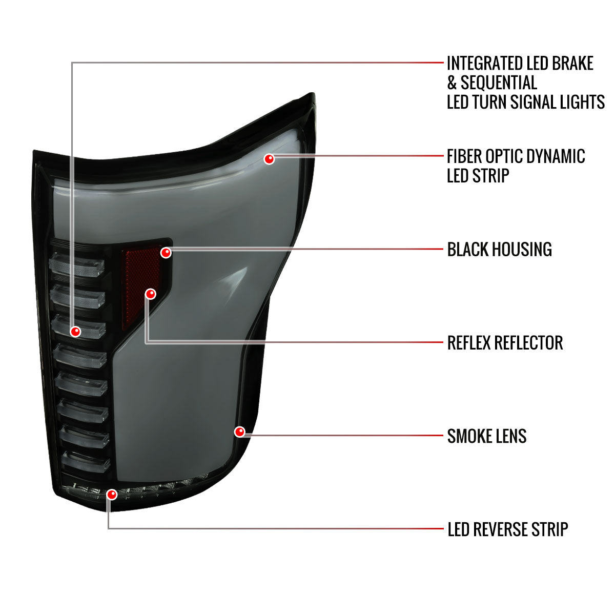 2018-2020 Ford F-150 Sequential Turn Signal Animated White LED Bar Tail Lights (Black Housing/Smoked Lens)