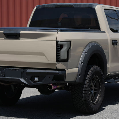 2018-2020 Ford F-150 Sequential Turn Signal Animated White LED Bar Tail Lights (Black Housing/Smoked Lens)