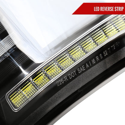 2018-2020 Ford F-150 Sequential Turn Signal Animated White LED Bar Tail Lights (Matte Black Housing/Clear Lens)