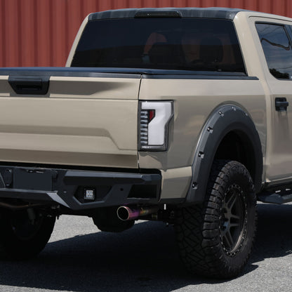 2018-2020 Ford F-150 Sequential Turn Signal Animated White LED Bar Tail Lights (Matte Black Housing/Clear Lens)