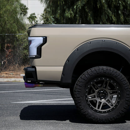 2018-2020 Ford F-150 Sequential Turn Signal Animated White LED Bar Tail Lights (Matte Black Housing/Clear Lens)