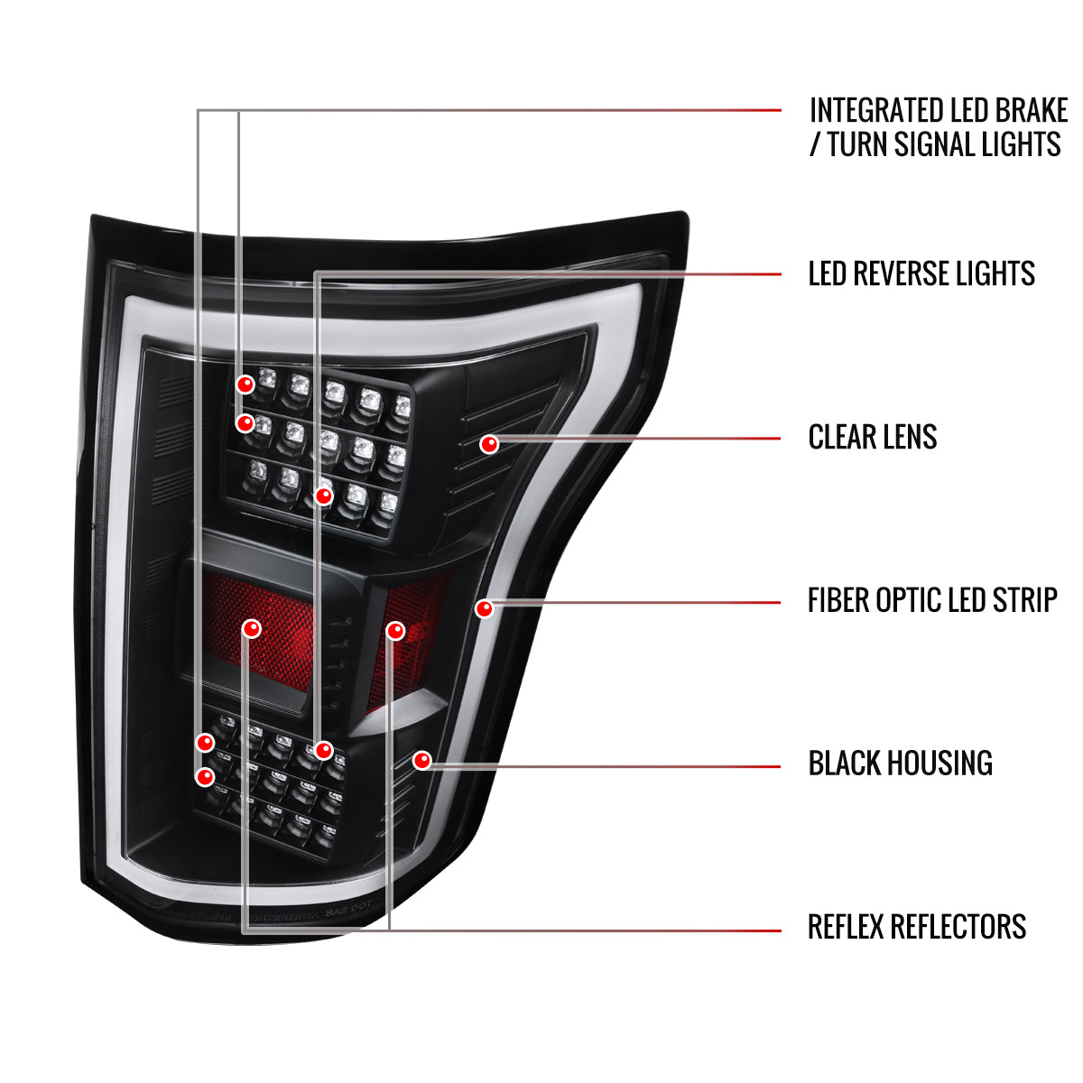 2018-2020 Ford F-150 LED Tail Lights (Matte Black Housing/Clear Lens)
