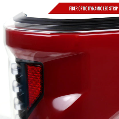 2018-2020 Ford F-150 Sequential Turn Signal Animated Red LED Bar Tail Lights (Matte Black Housing/Clear Lens)