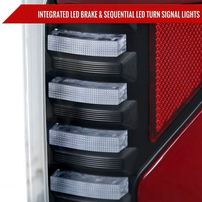 2018-2020 Ford F-150 Sequential Turn Signal Animated Red LED Bar Tail Lights (Matte Black Housing/Clear Lens)