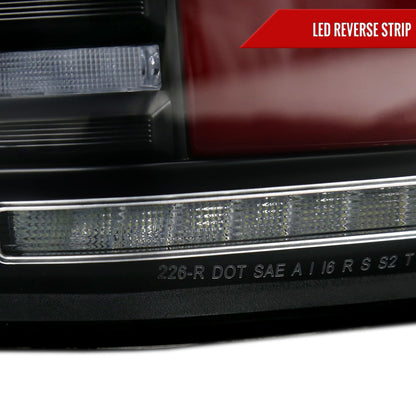 2018-2020 Ford F-150 Sequential Turn Signal Animated Red LED Bar Tail Lights (Matte Black Housing/Clear Lens)