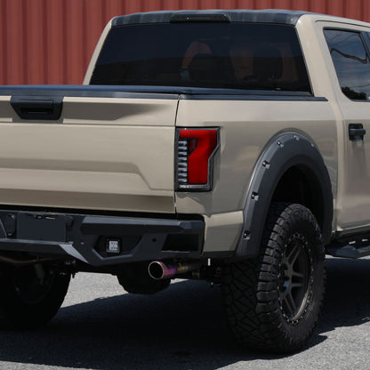 2018-2020 Ford F-150 Sequential Turn Signal Animated Red LED Bar Tail Lights (Matte Black Housing/Clear Lens)