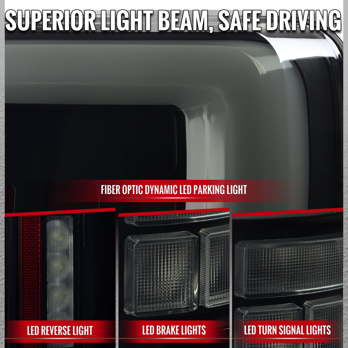 2021â€“2023 Ford F-150 LED Tail Lights w/ Switchback Sequential Turn Signals (Glossy Black Housing / Smoked Lens)