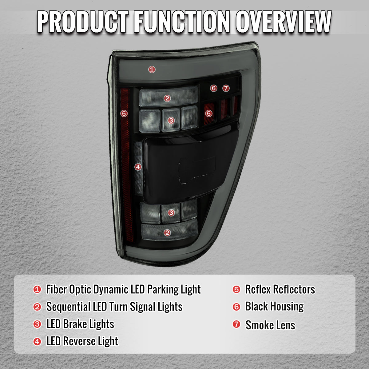 2021â€“2023 Ford F-150 LED Tail Lights w/ Switchback Sequential Turn Signals (Glossy Black Housing / Smoked Lens)