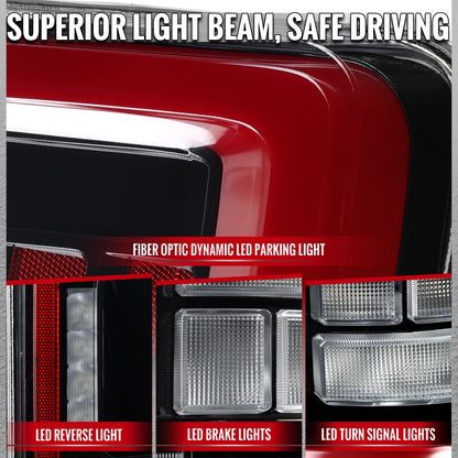 2021â€“2023 Ford F-150 LED Tail Lights w/ Switchback Sequential Turn Signals (Black Housing / Clear Lens)