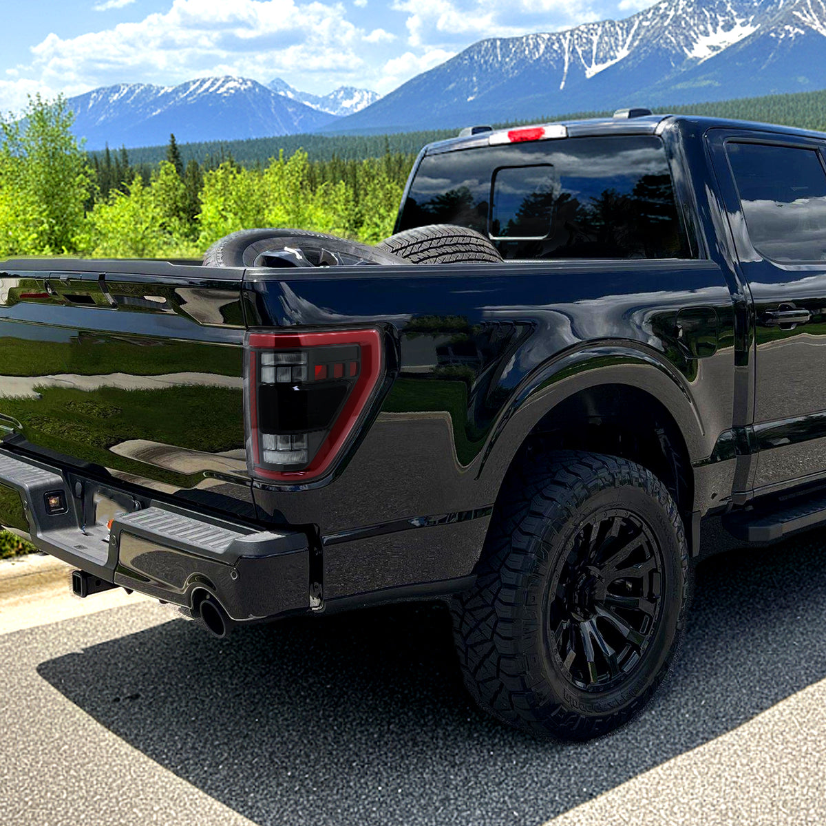 2021â€“2023 Ford F-150 LED Tail Lights w/ Switchback Sequential Turn Signals (Black Housing / Clear Lens)