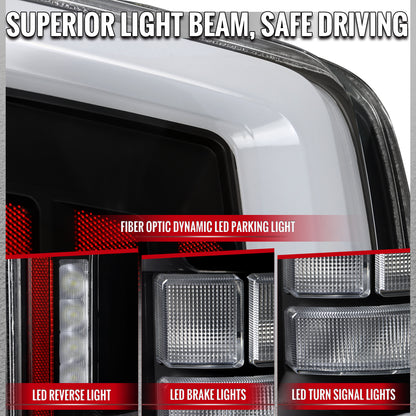 2021â€“2023 Ford F-150 LED Tail Lights w/ Switchback Sequential Turn Signals (Matte Black Housing / Clear Lens)