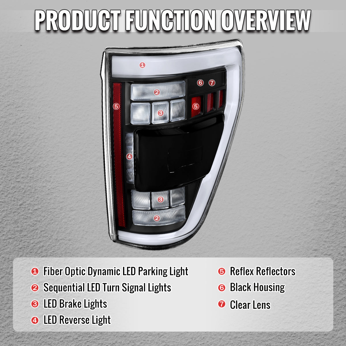 2021â€“2023 Ford F-150 LED Tail Lights w/ Switchback Sequential Turn Signals (Matte Black Housing / Clear Lens)