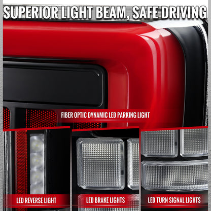 2021â€“2023 Ford F-150 Red LED Tail Lights w/ Switchback Sequential Turn Signals (Matte Black Housing / Clear Lens)