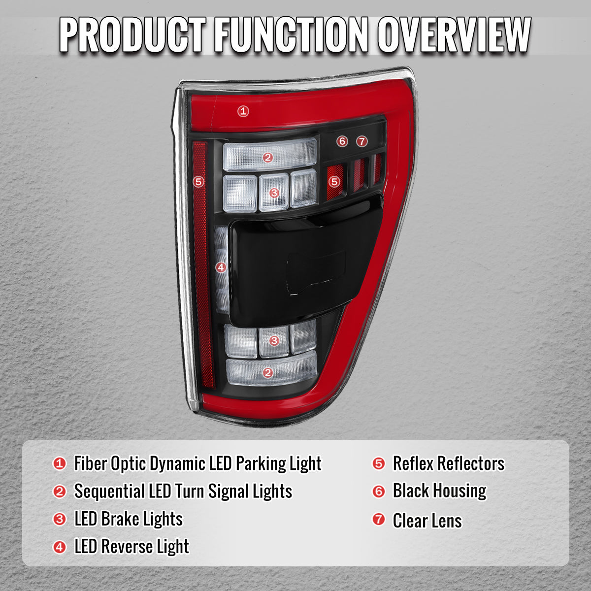 2021â€“2023 Ford F-150 Red LED Tail Lights w/ Switchback Sequential Turn Signals (Matte Black Housing / Clear Lens)