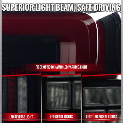 2021â€“2023 Ford F-150 LED Tail Lights w/ Switchback Sequential Turn Signals (Black Housing / Smoked Lens)