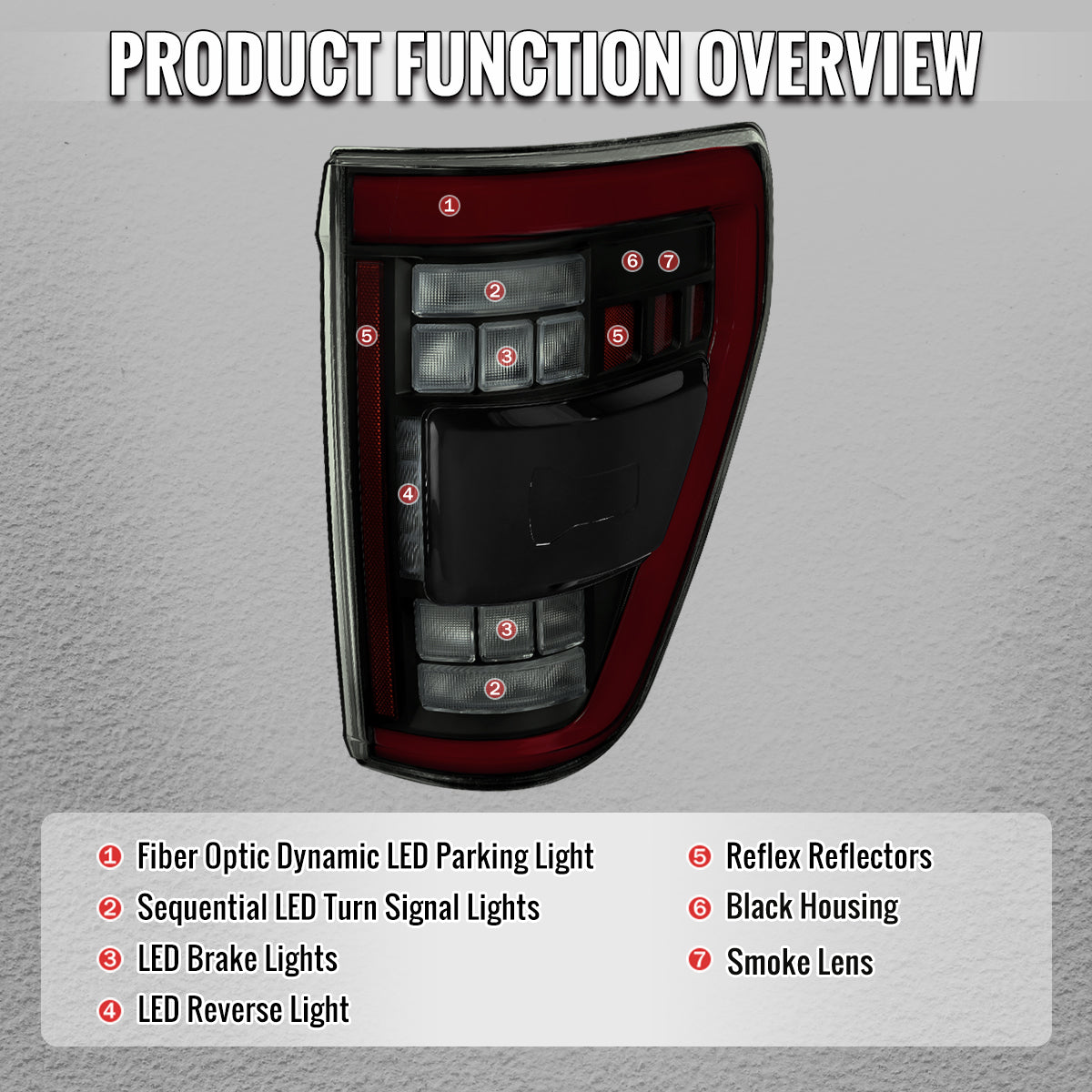 2021â€“2023 Ford F-150 LED Tail Lights w/ Switchback Sequential Turn Signals (Black Housing / Smoked Lens)