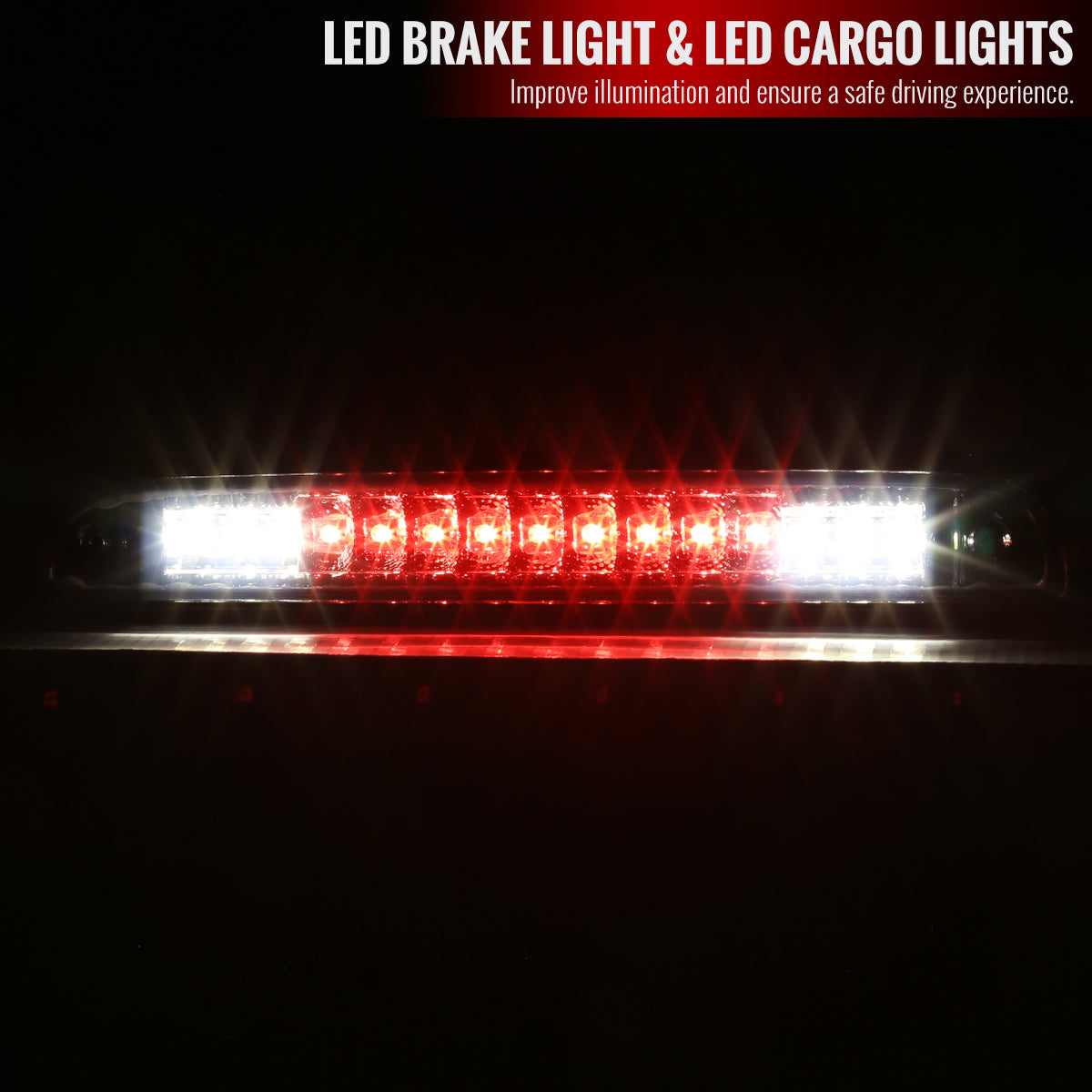 1992-1996 Ford F-150/F-250/F-350/Bronco LED 3rd Brake Light (Chrome Housing/Clear Lens)