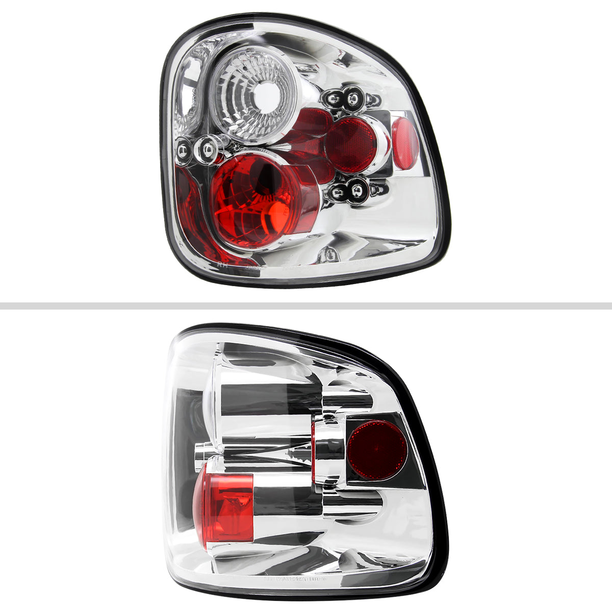 1997-2004 Ford F-150 Flareside Tail Lights (Chrome Housing/Clear Lens)