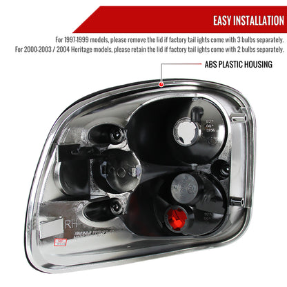 1997-2004 Ford F-150 Flareside Tail Lights (Chrome Housing/Smoked Lens)