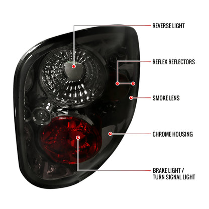 1997-2004 Ford F-150 Flareside Tail Lights (Chrome Housing/Smoked Lens)
