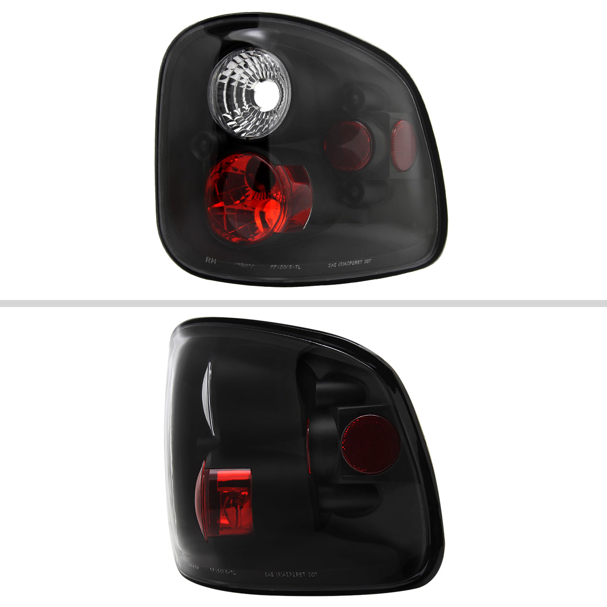 1997-2004 Ford F-150 Flareside Tail Lights (Matte Black Housing/Clear Lens)