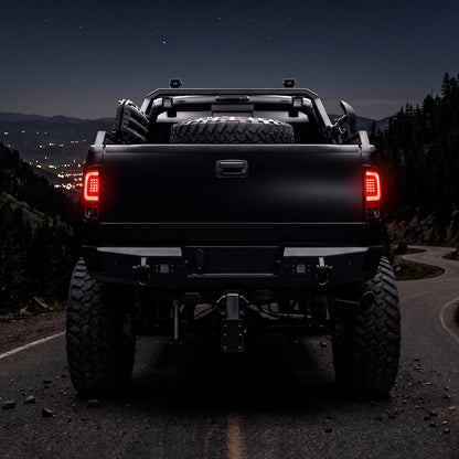 2008-2016 Ford F-250 / F-350 / F-450 / F-550 Super Duty LED C-Bar Tail Lights (Chrome Housing / Red Clear Lens)